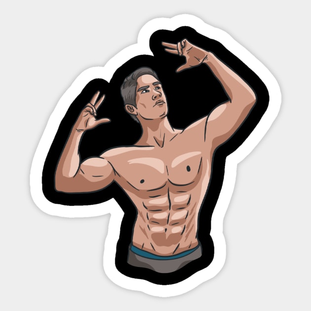 Bodybuilder Posing Bodybuilding Gym Fitness Weight Training Sticker by fromherotozero